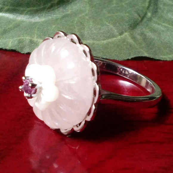 Love Stone. Jewelry - 925, Genuine Rose Quartz, Rhodolite Garent & MOP. NO OFFERS, FINAL PRICE DROP.